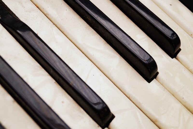 close-up of piano keys