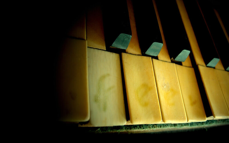 close-up of piano keys