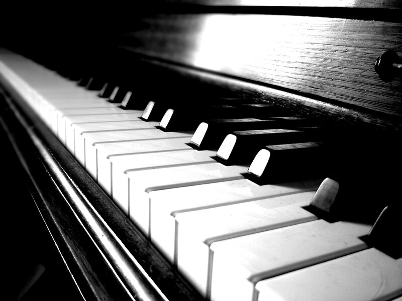 close-up of piano keys