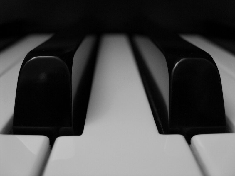close-up of piano keys