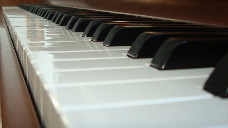 close-up of piano keys