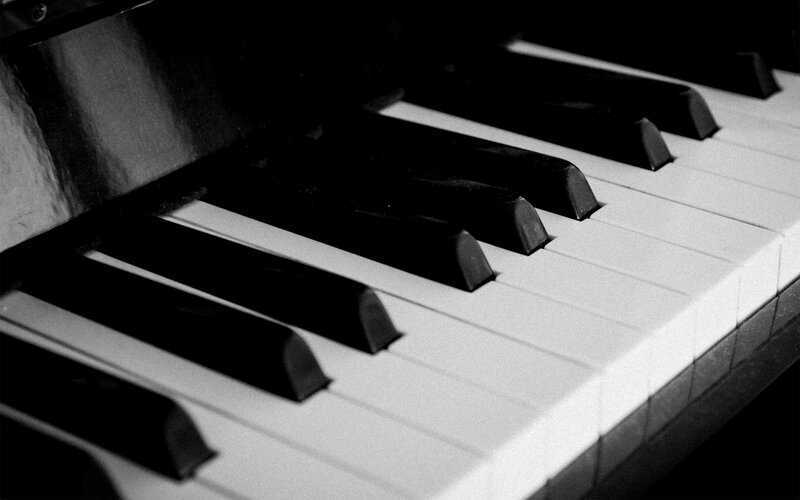 close-up of piano keys