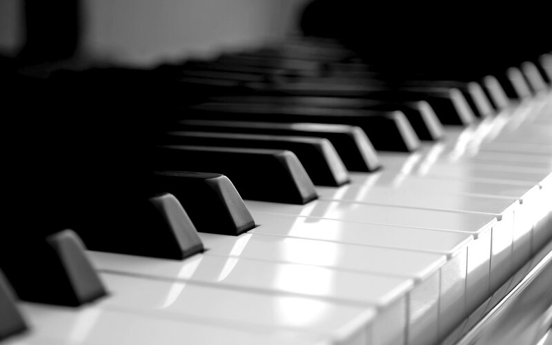 close-up of piano keys