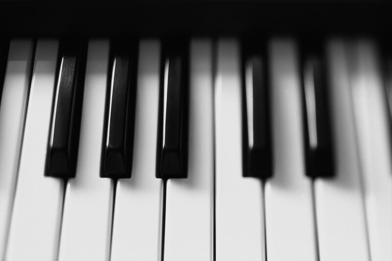 close-up of piano keys