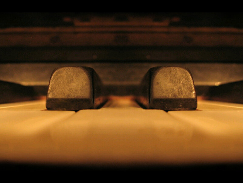 close-up of piano keys