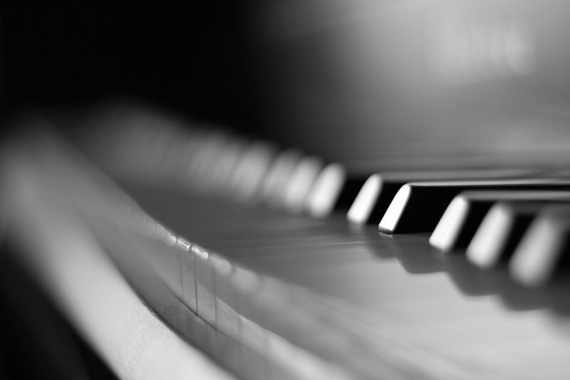 close-up of piano keys
