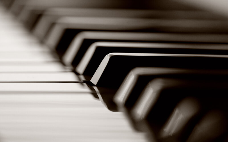 close-up of piano keys