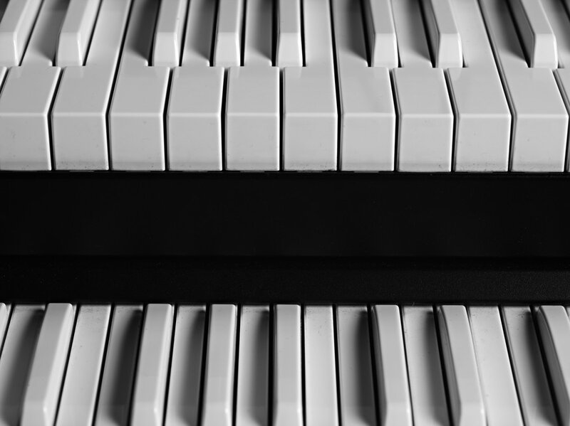 close-up of piano keys