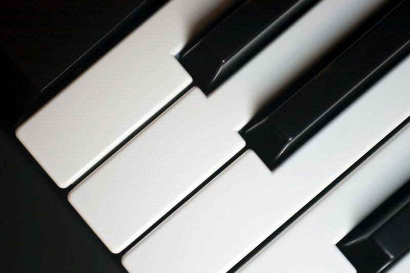 close-up of piano keys