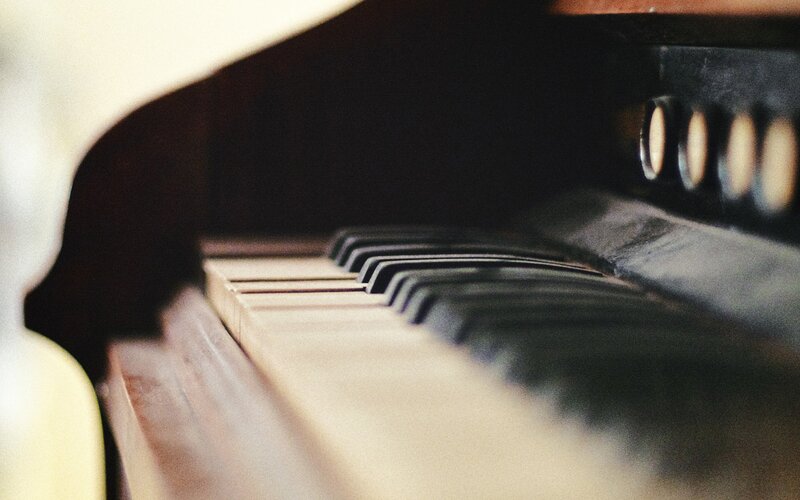 close-up of piano keys