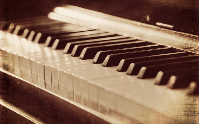 close-up of piano keys