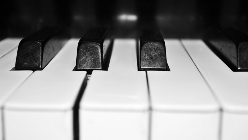 close-up of piano keys