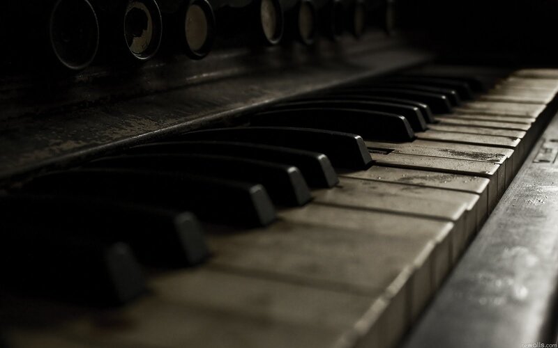 Close-up of Piano Keys — Black, Dark