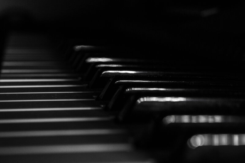 Close-up of Piano Keys — Black, Dramatic, Photograph
