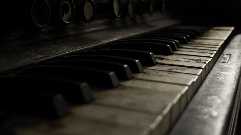 Close-up of Piano Keys — Black, Dramatic