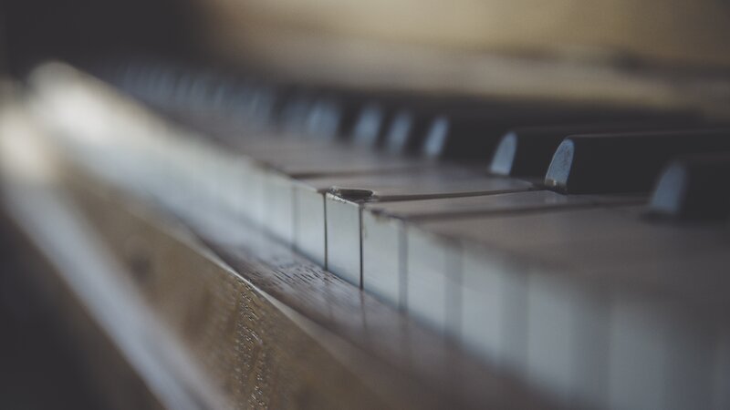 Close-up of Piano Keys — White, Calm, Photograph