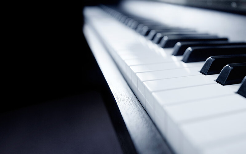 Close-up of Piano Keys — White, Dramatic