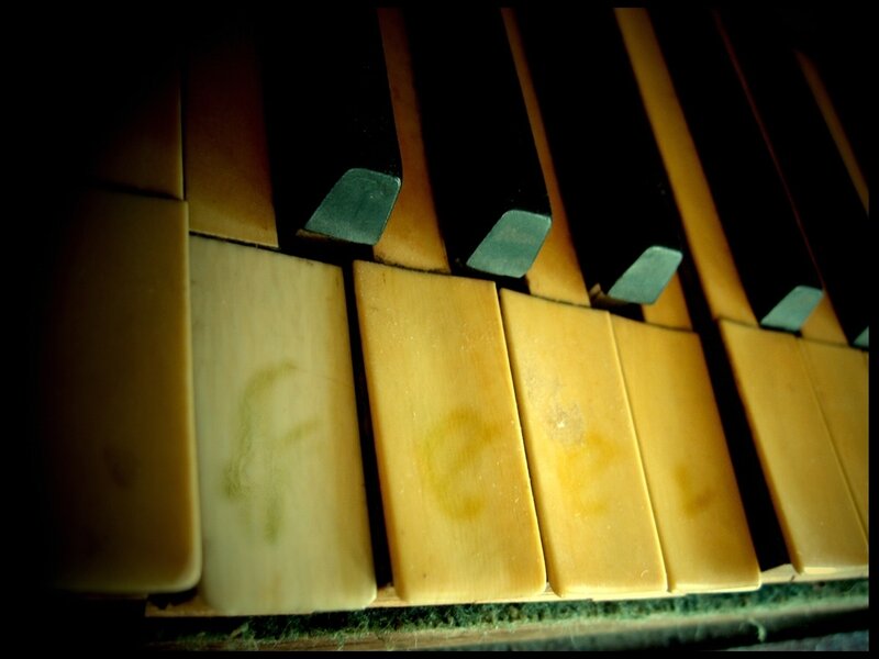 Close-up of Piano Keys — Yellow, Dramatic