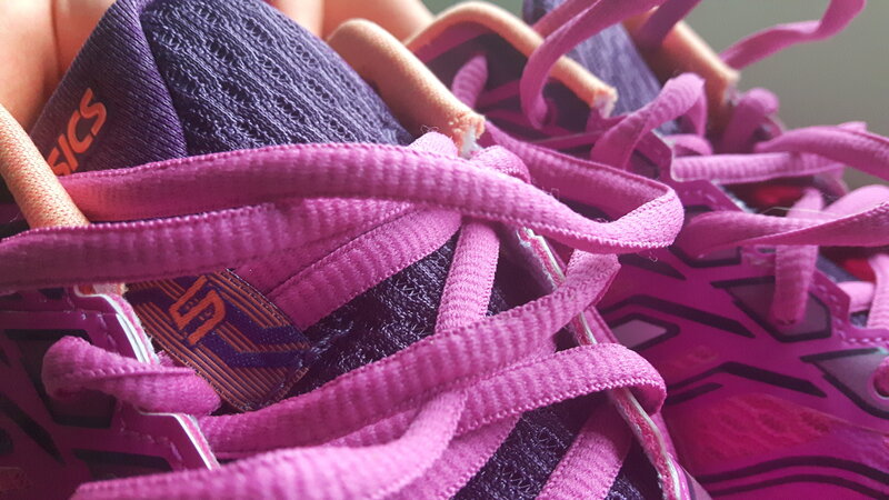 close-up of pink sneakers