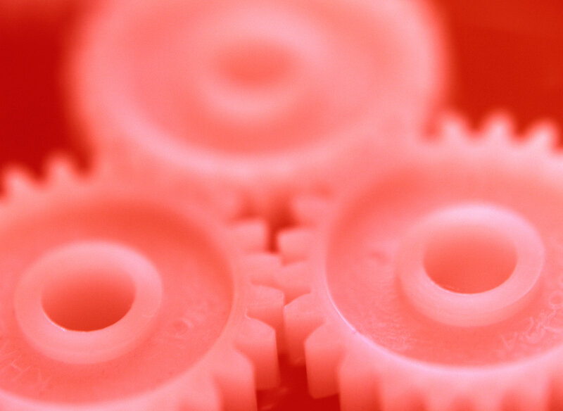 Close-up of plastic gears