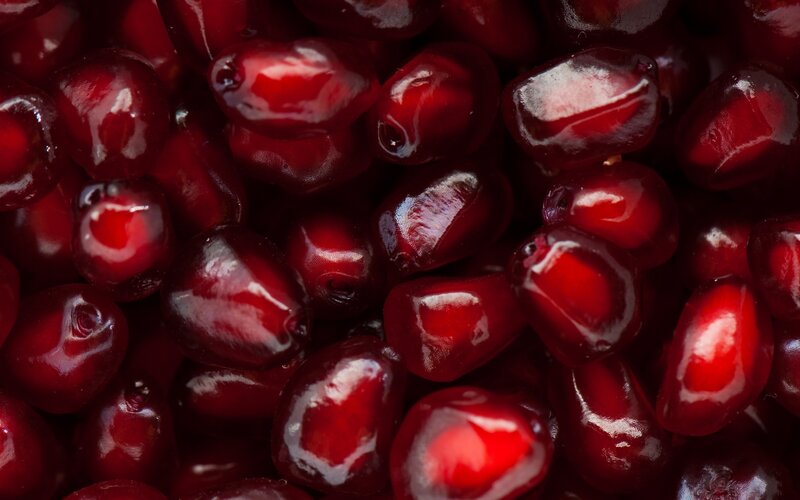 close-up of pomegranate seeds
