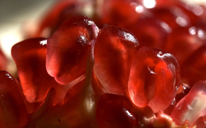 close-up of pomegranate seeds