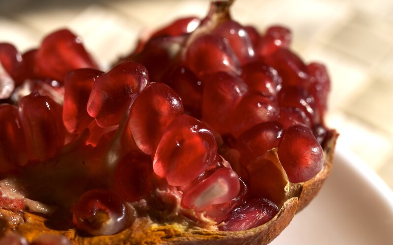 close-up of pomegranate seeds