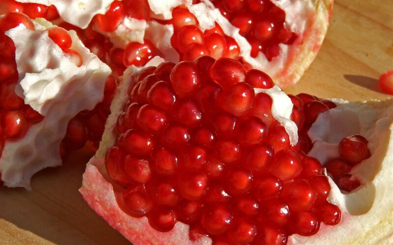 close-up of pomegranate seeds