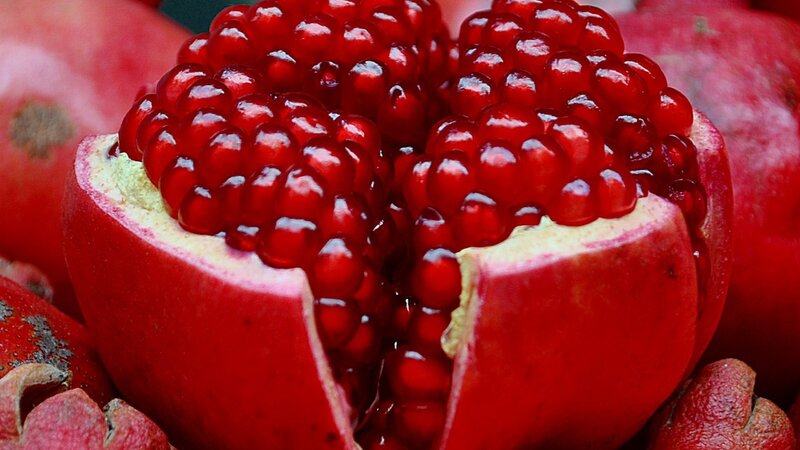 close-up of pomegranate seeds