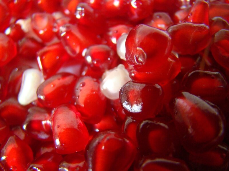 close-up of pomegranate seeds