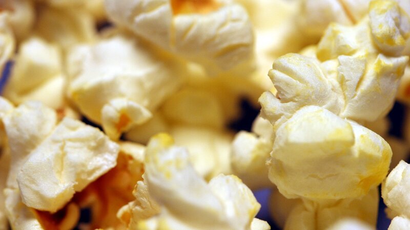 close-up of popped popcorn