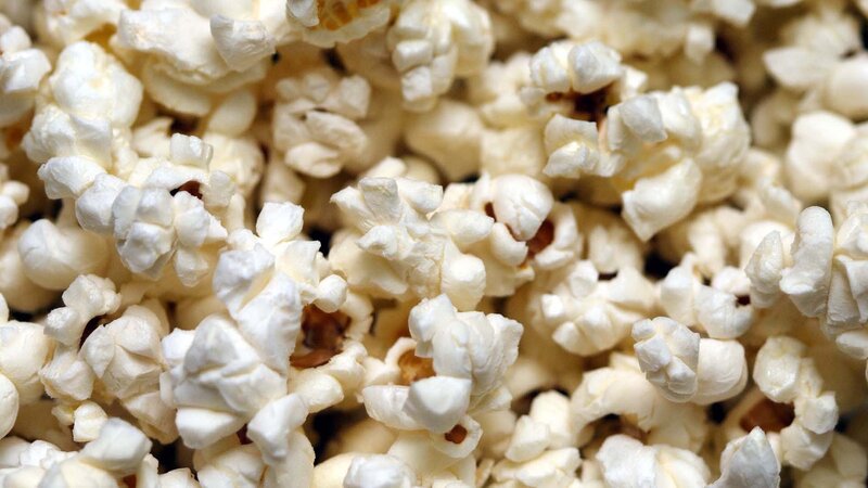 close-up of popped popcorn
