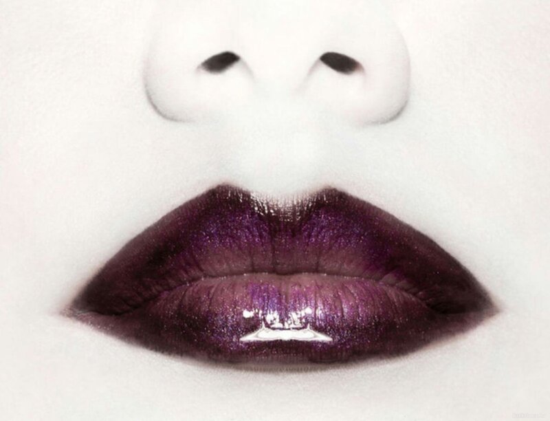 close-up of purple lips