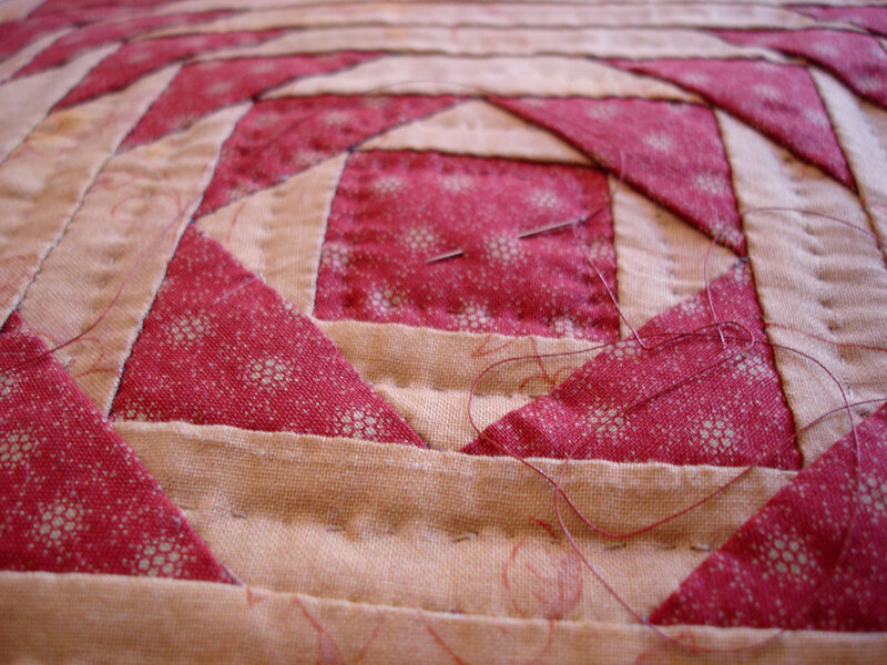 close-up of quilt pattern