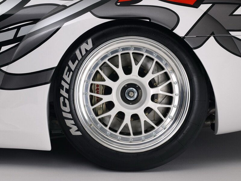 close-up of race car wheel