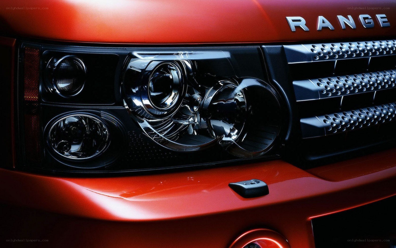 Close-up of Range Rover headlight