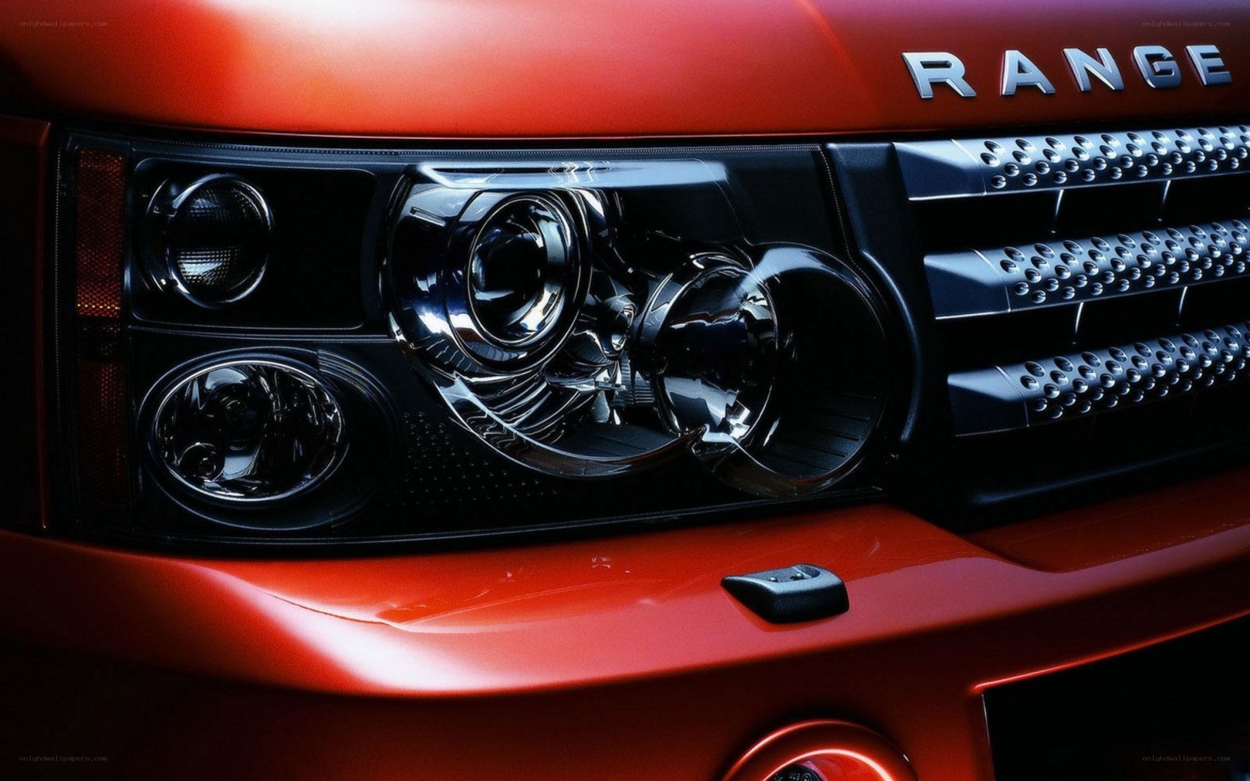 Close-up of Range Rover headlight