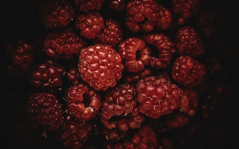Close-up of Raspberries — Red, Dark