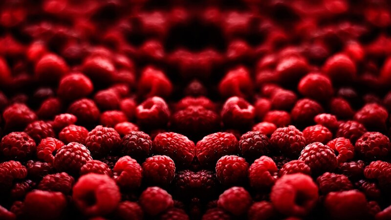 Close-up of Raspberries — Red, Dramatic