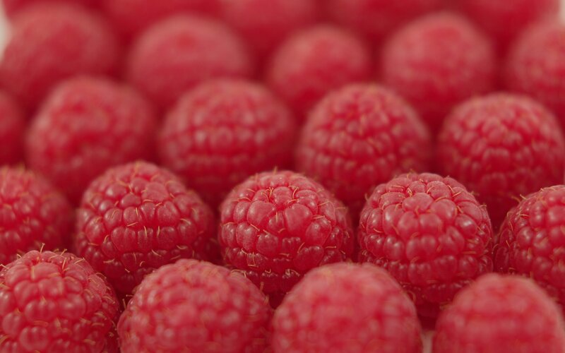 Close-up of Raspberries — Red, Natural, Photograph, Berries