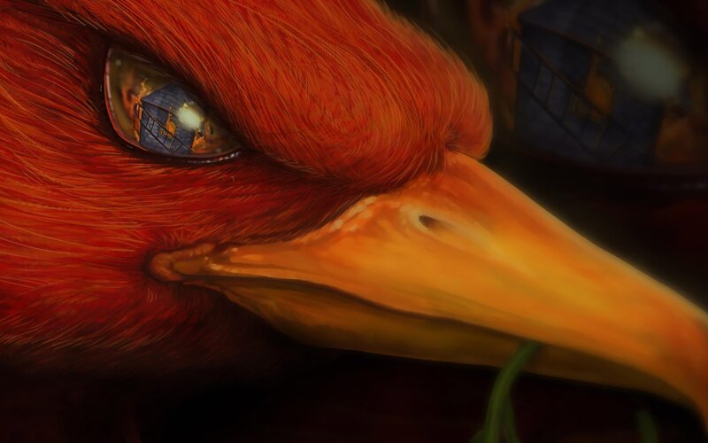 Close-up of Red Bird — Dramatic
