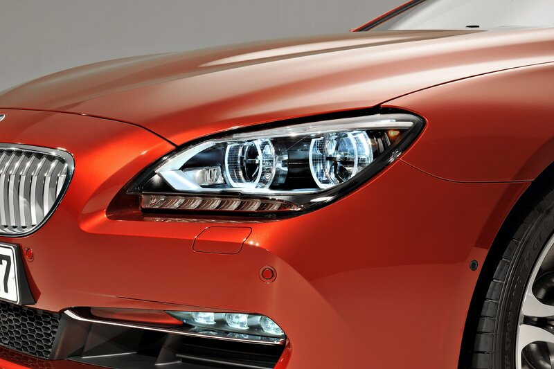 Close-up of red BMW car