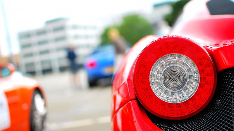 Close-up of red car taillight
