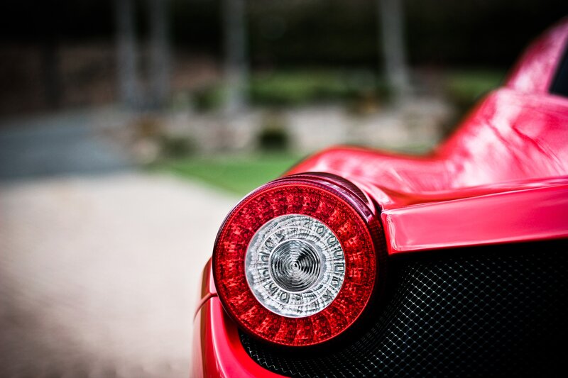 Close-up of red car taillight