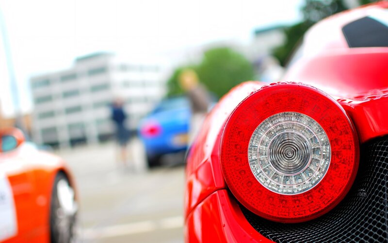 Close-up of red car taillight