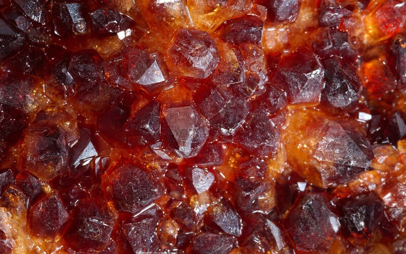 close-up of red crystals