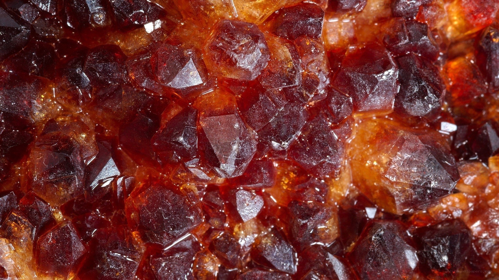 close-up of red crystals