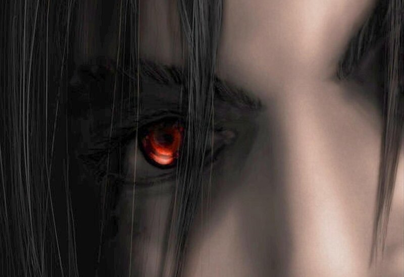 Close-up of Red Eye — Black, Dramatic, Digital Art