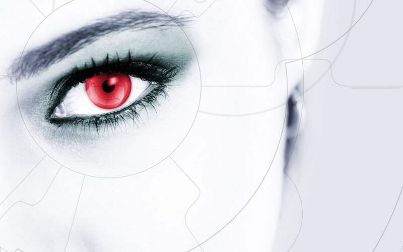 Close-up of Red Eye — White, Dramatic