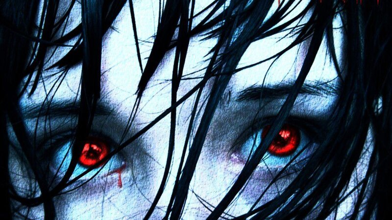 close-up of red eyes